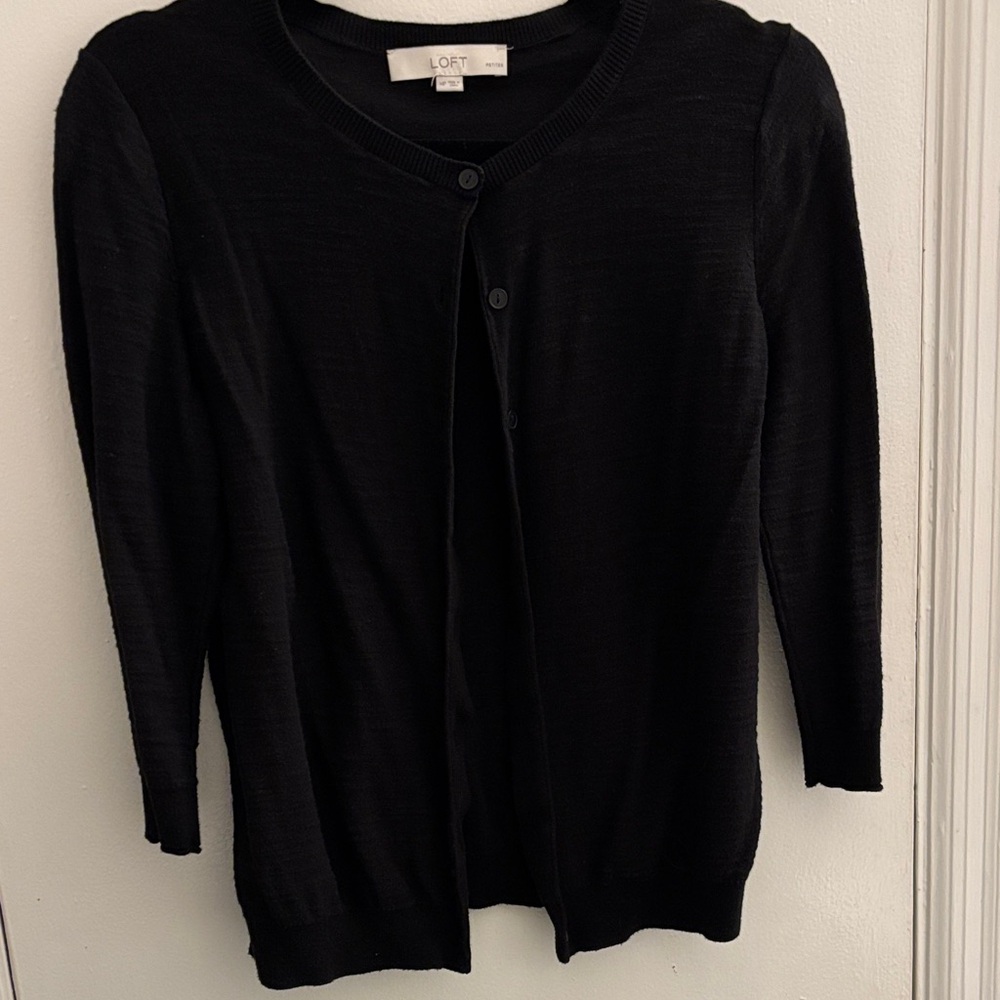 LOFT Black Button-Up Cardigan